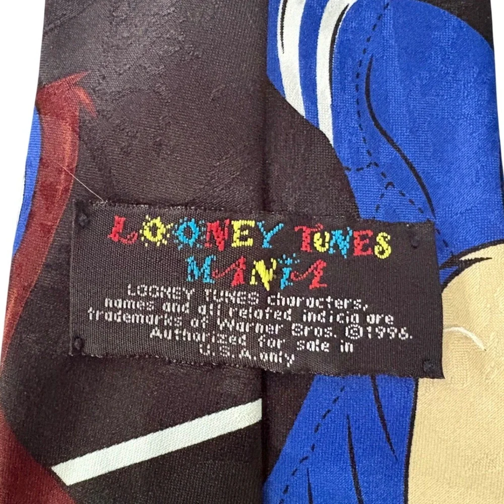 VTG 1996 Looney Tunes Tie Lot 2pc Taz Bugs‎ Bunny Football Fishing Novelty Ties